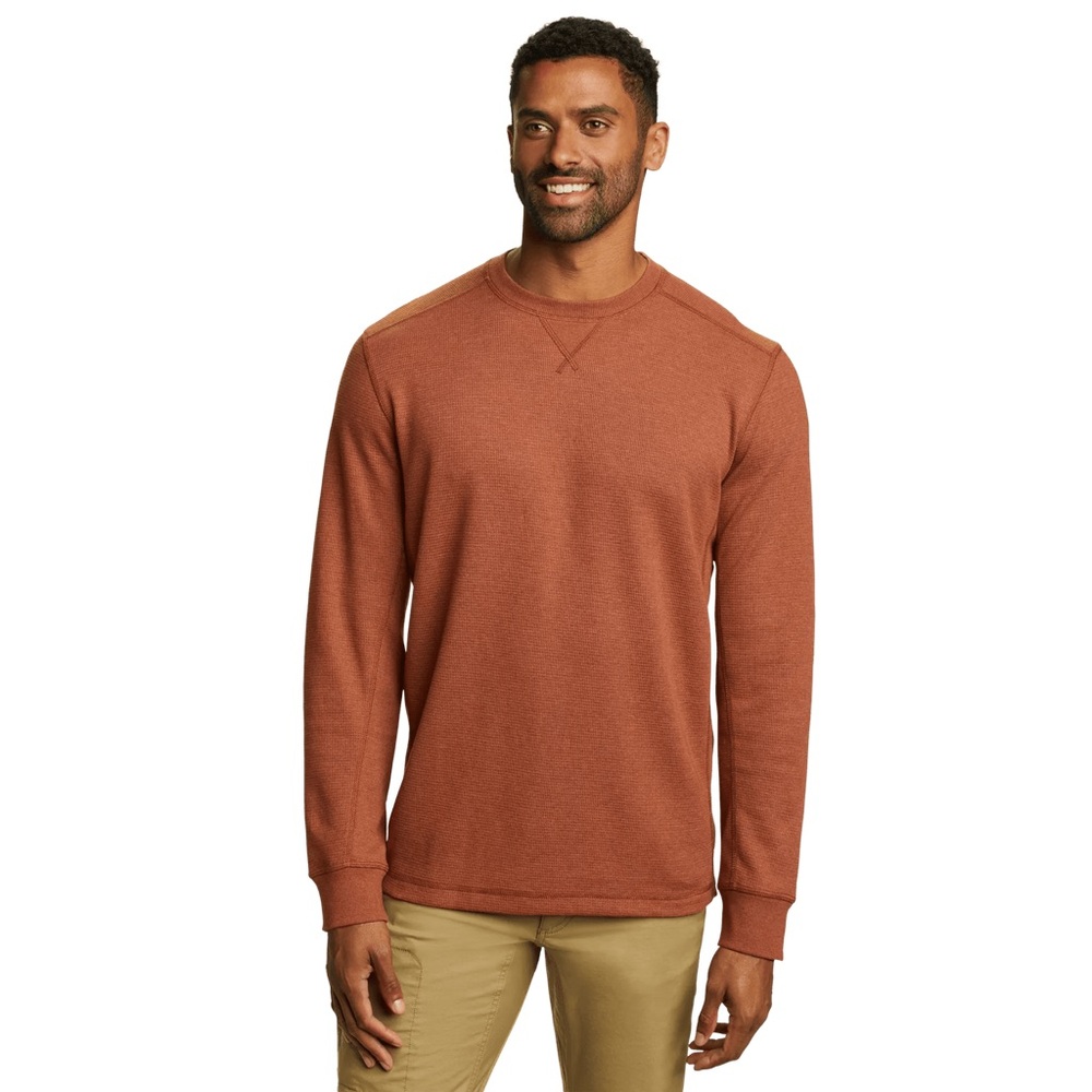 Eddie Bauer Men's Eddie's Favorite Ultrasoft Thermal Crew Rust Burnt Orange Sz M